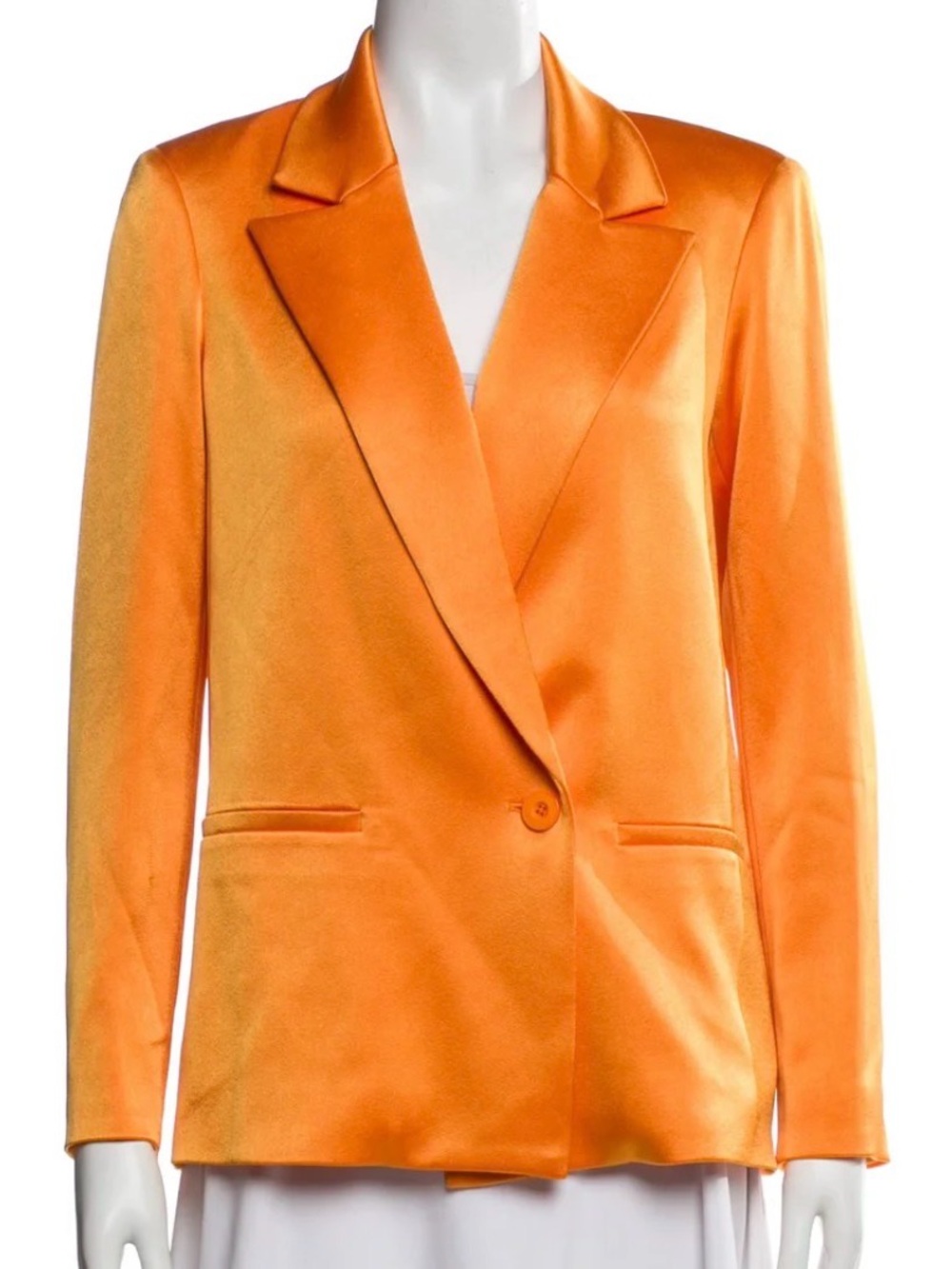 Alice + Olivia Tangerine Orange Denny Satin Boyfriend Blazer Sz 14 - NWT